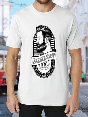 Men's White Barbershop Graphic Tee
